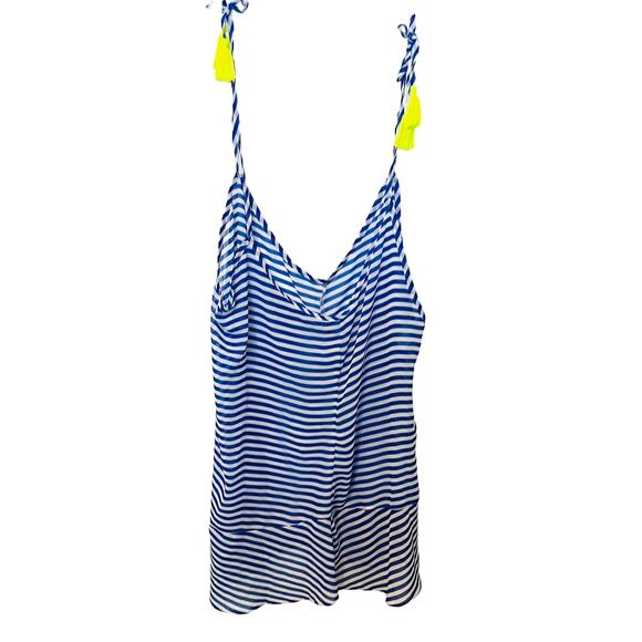 NO BOUNDARIES SWIMWEAR COVER-UP, WOMENS, 1X(17), BLUE & WHITE HORIZONTAL STRIPES - Picture 1 of 10